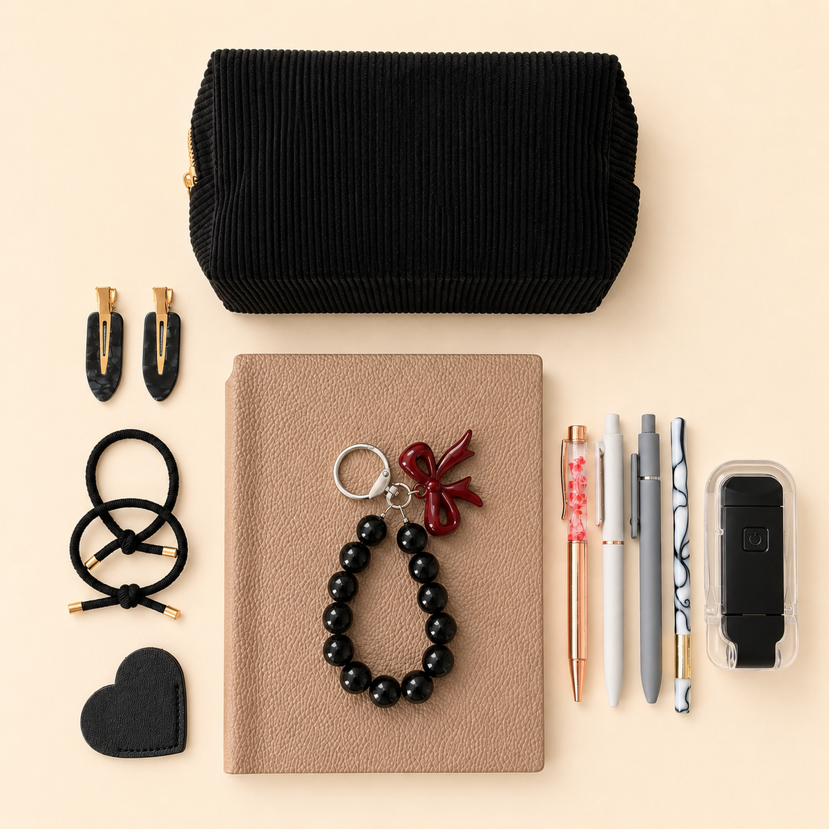 Black Bow Charm Set by KISS KISS MEOW