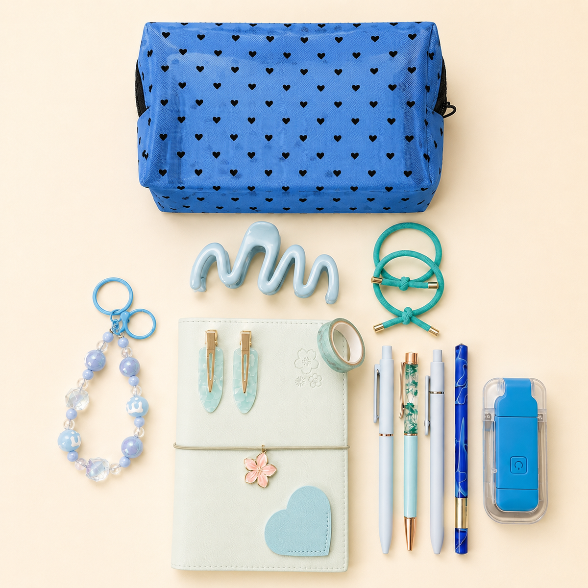 Blue Beaded Charm Set by KISS KISS MEOW