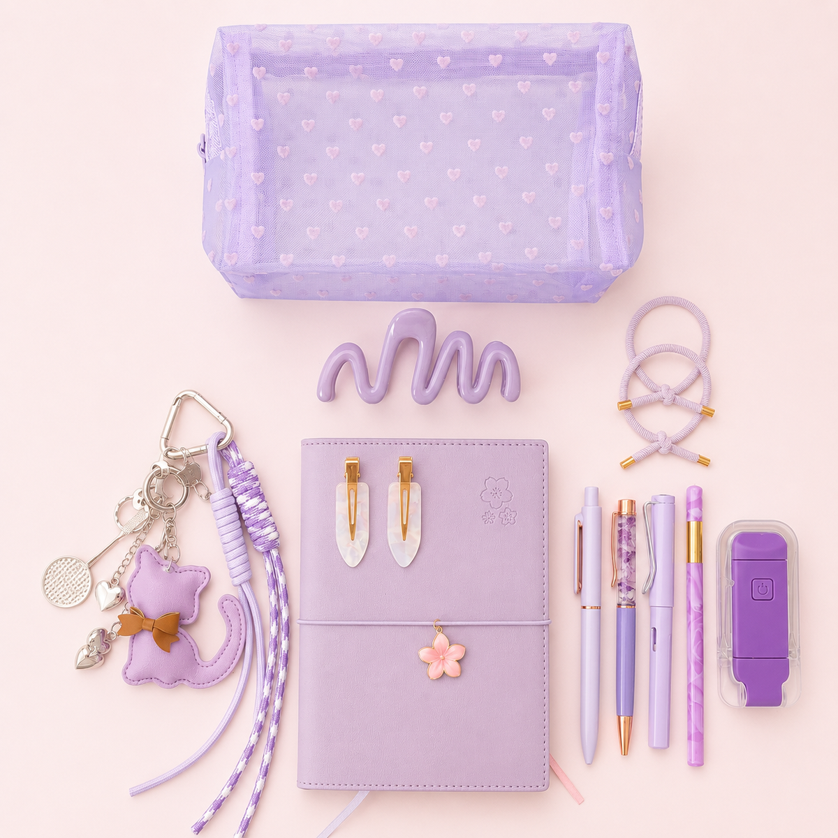 Lavanda Kitty Charm Set shown from another angle