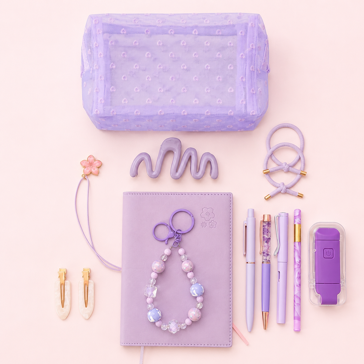 Lavanda Beaded Charm Set shown from another angle