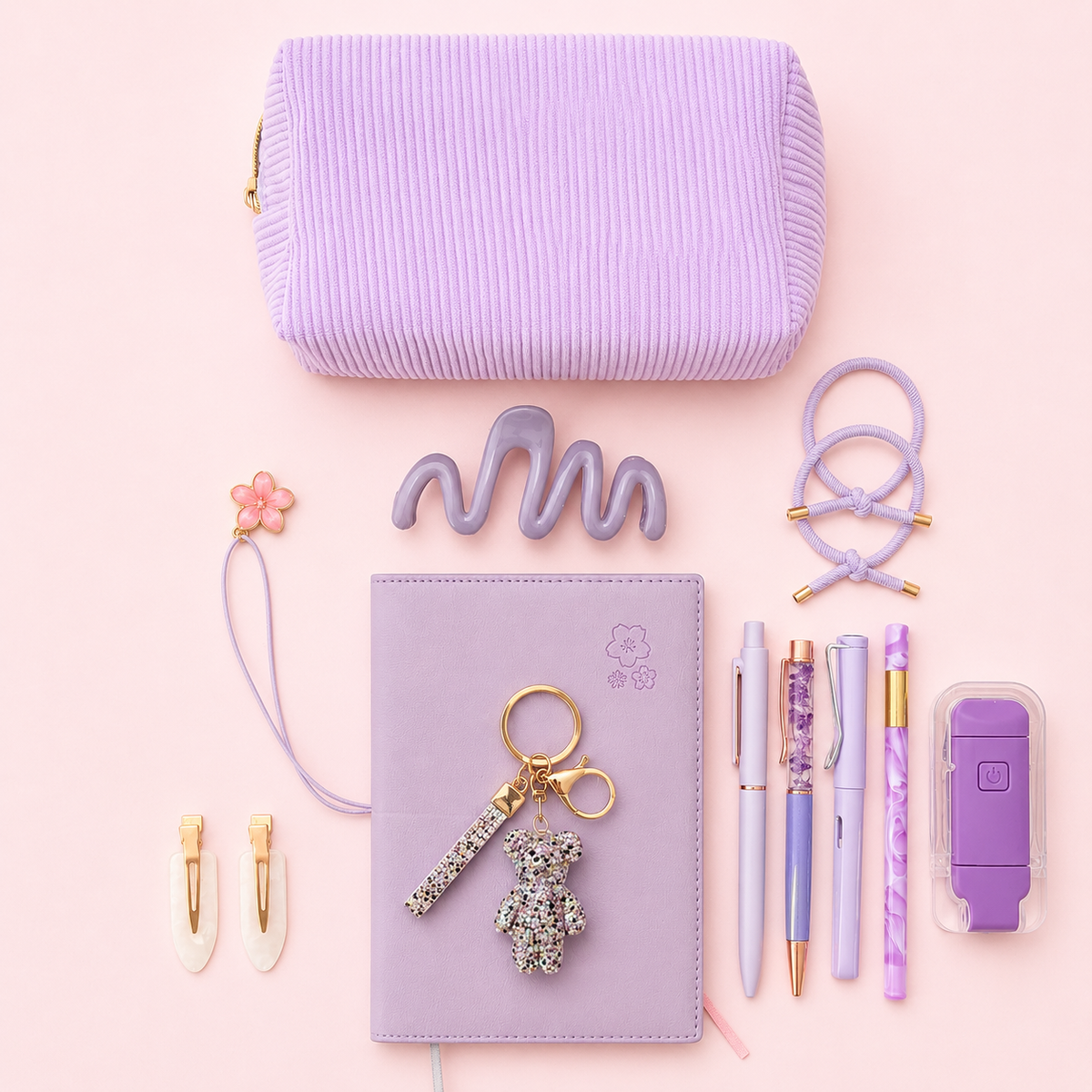 Lavanda Crystal Bear Charm Set by KISS KISS MEOW