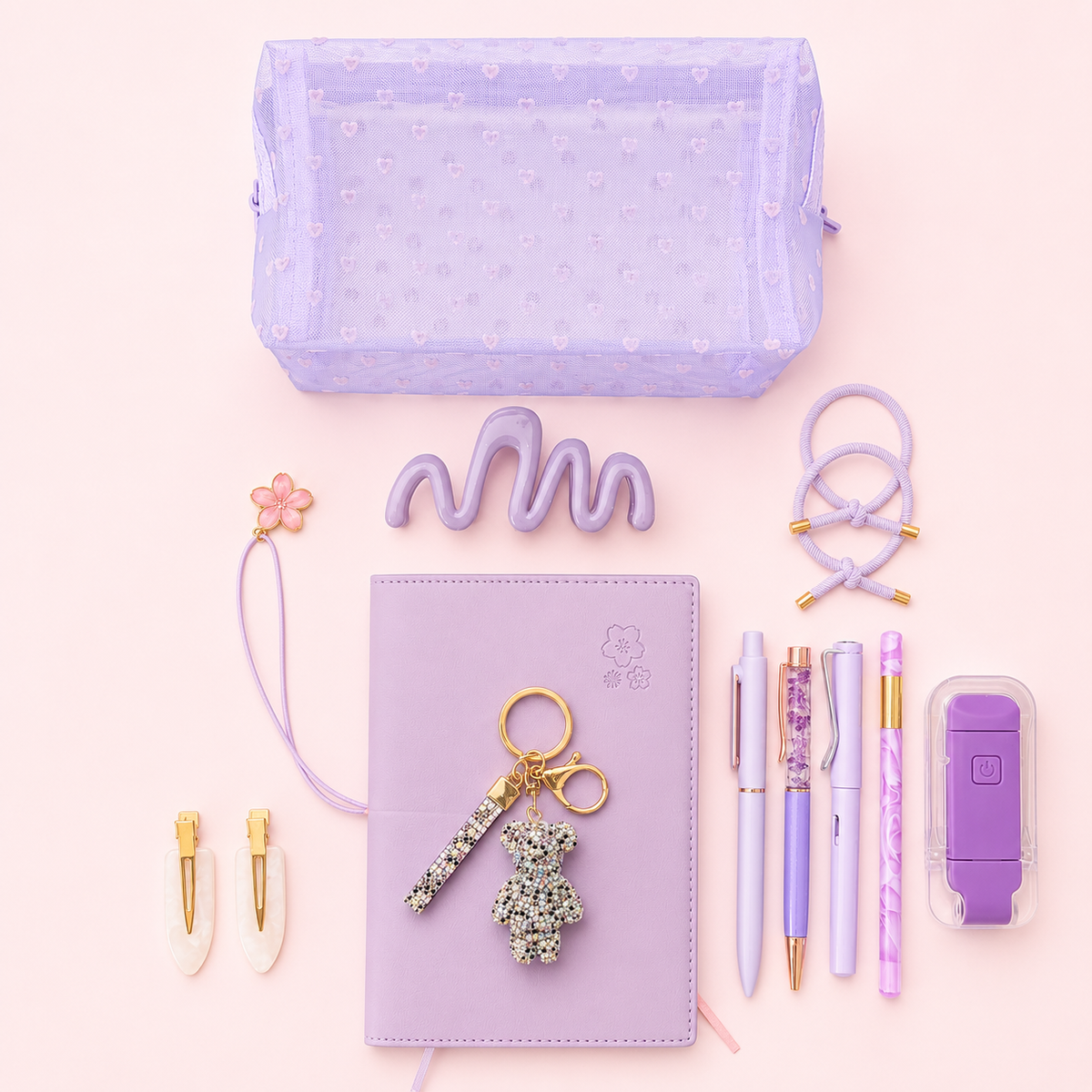 Lavanda Crystal Bear Charm Set shown from another angle