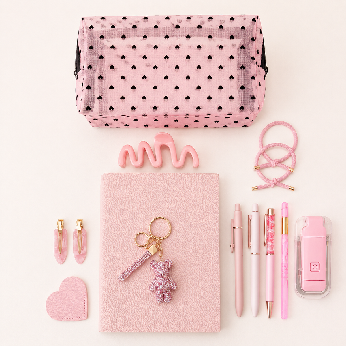 Pink Crystal Bear Charm Set product details