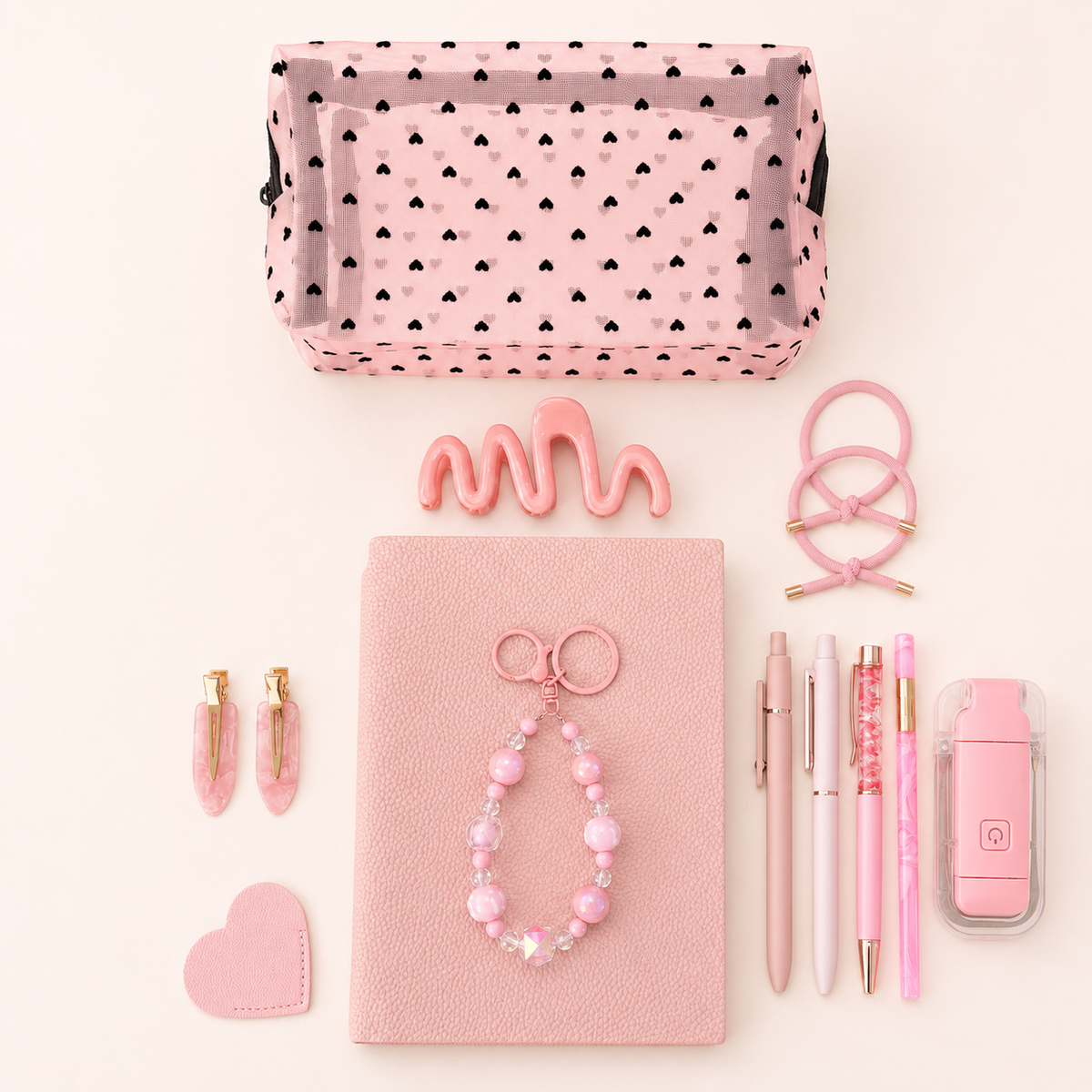Pink Beaded Charm Set by KISS KISS MEOW