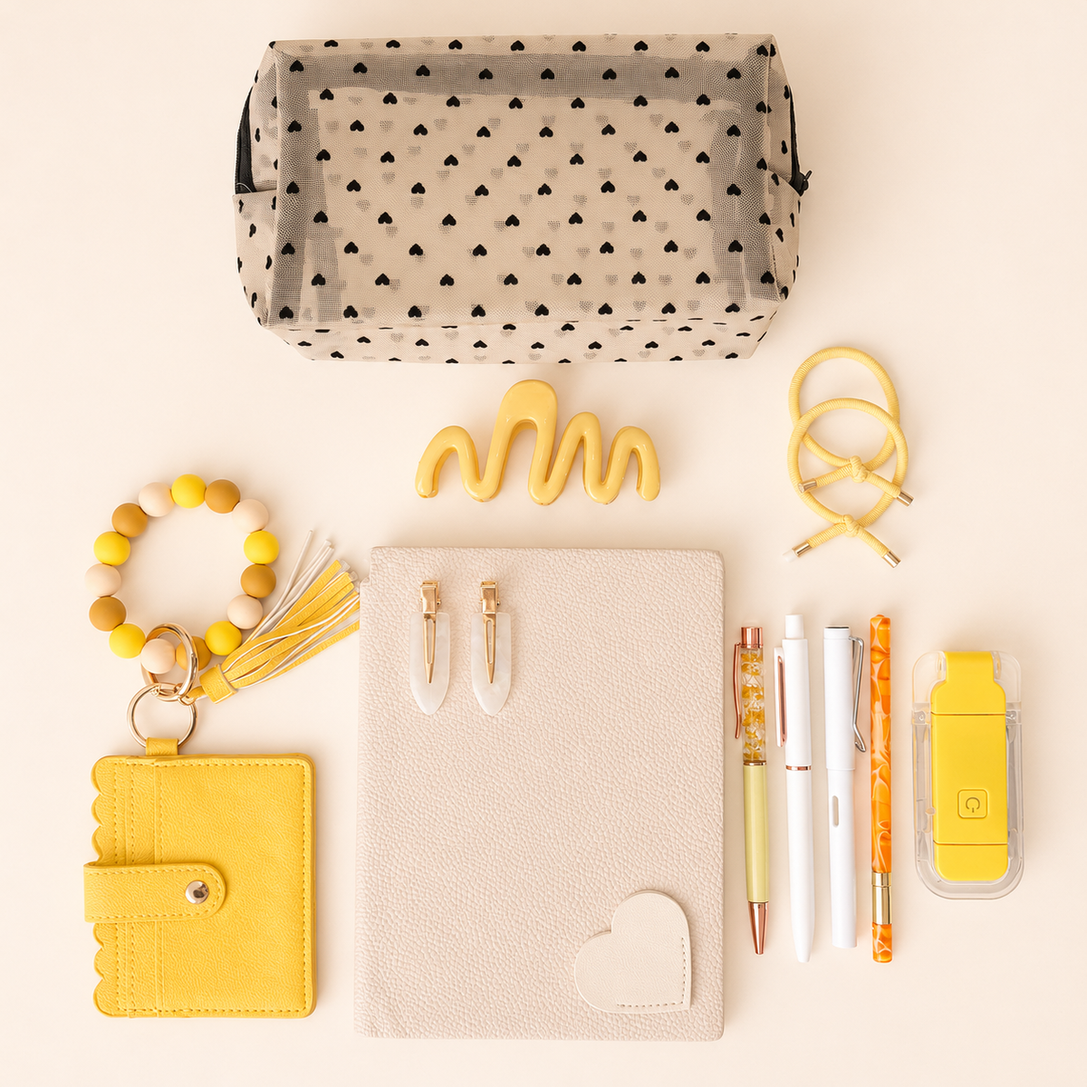 Yellow Monochrome Beaded Charm Set by KISS KISS MEOW