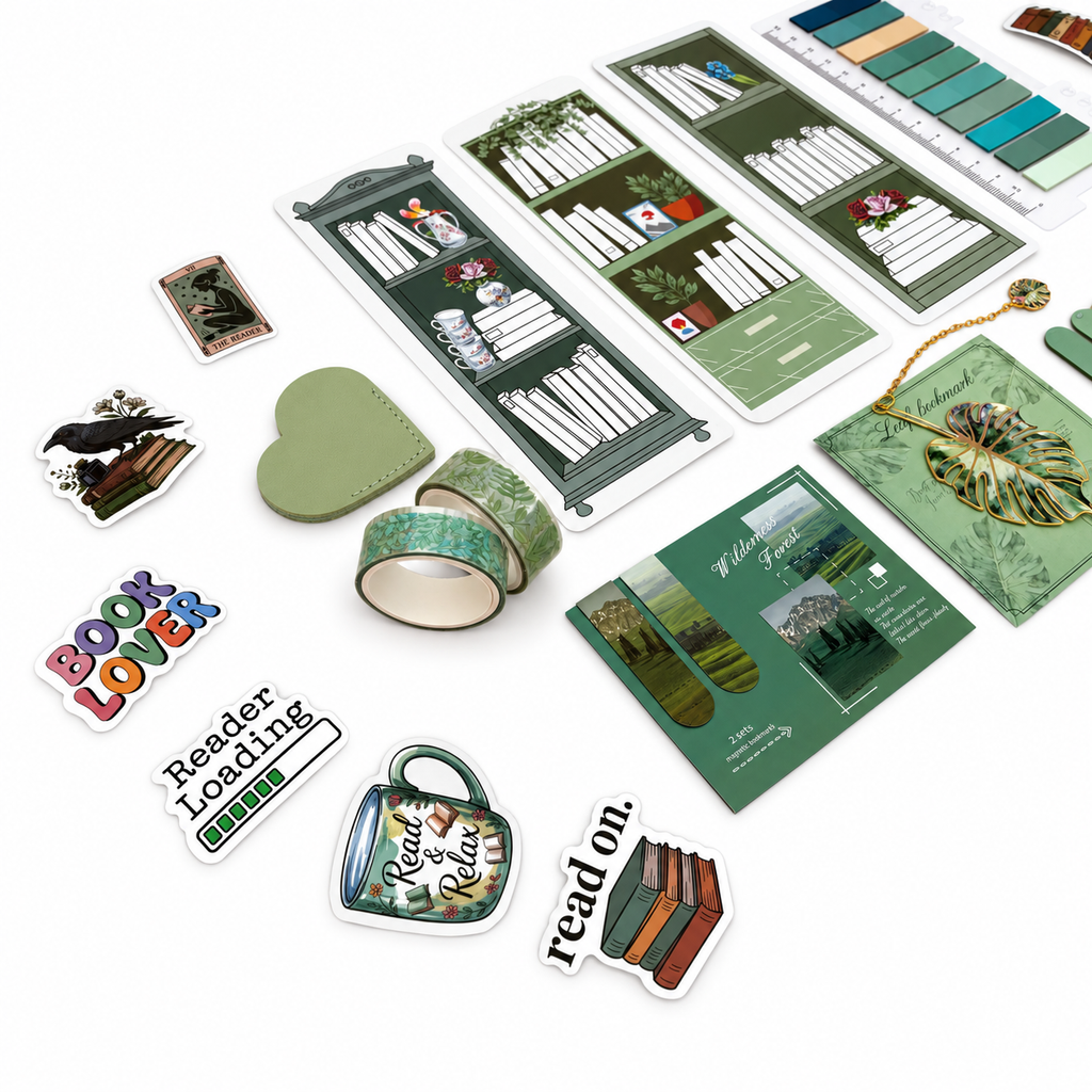 Green Reading Nook Bookmark Gift Set for Book Lovers