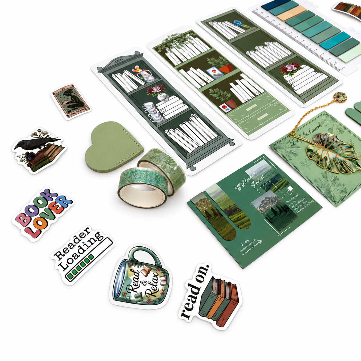 Green Reading Nook Bookmark Gift Set for Book Lovers