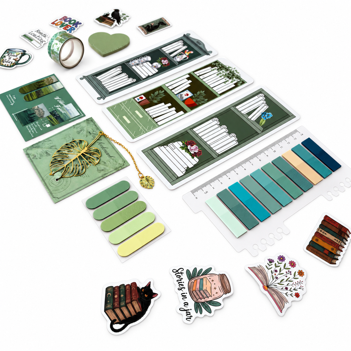 Green Reading Nook Bookmark Gift Set for Book Lovers