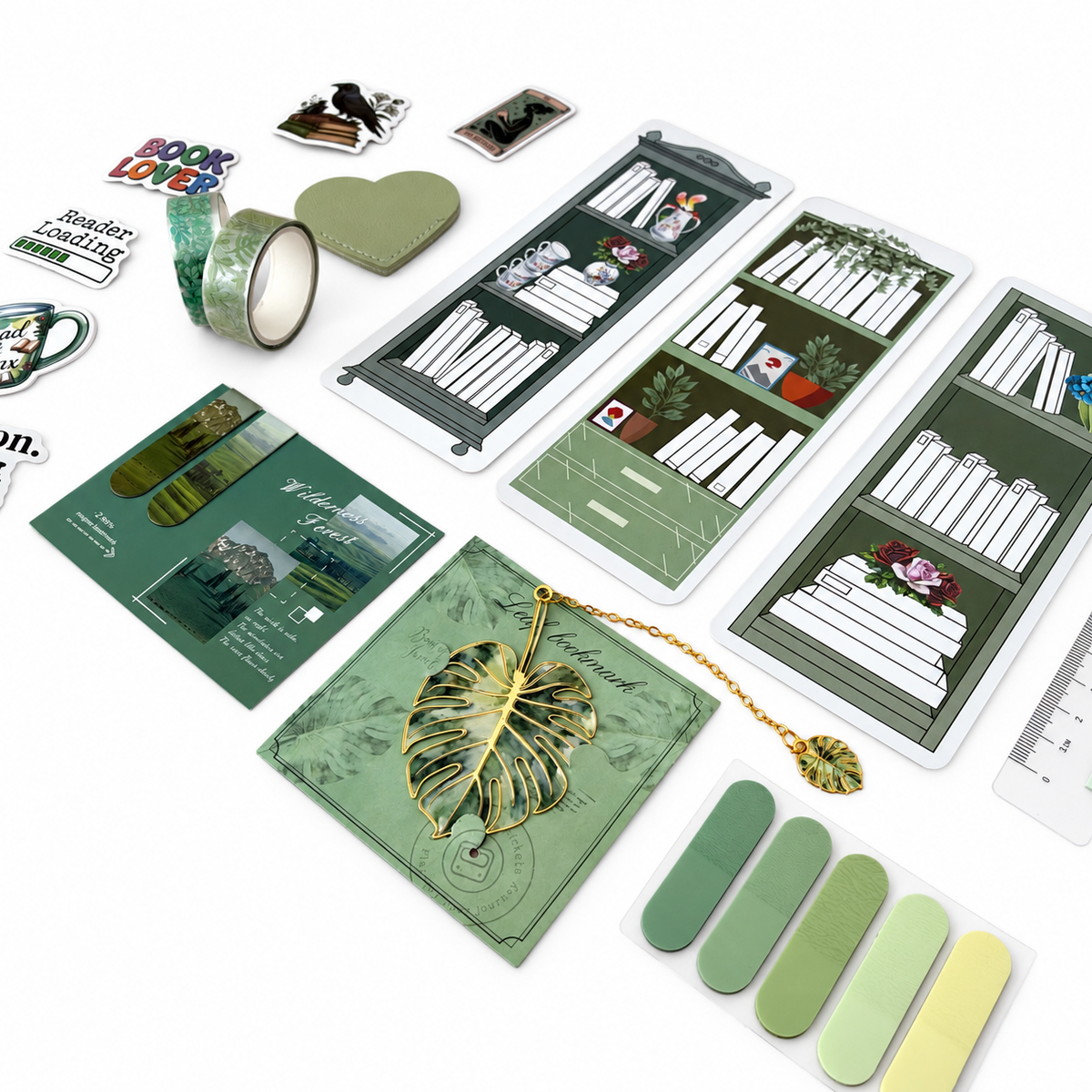 Green Reading Nook Bookmark Gift Set for Book Lovers