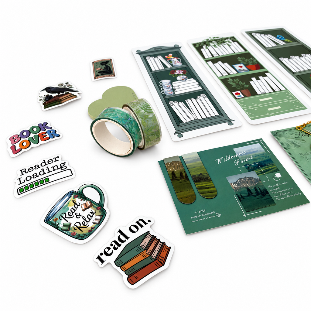 Green Reading Nook Bookmark Gift Set for Book Lovers