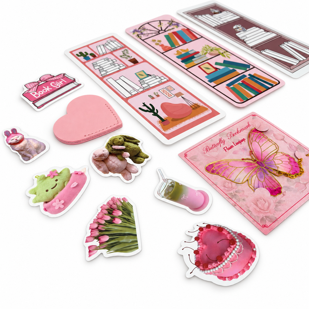 Pink Reading Nook Bookmark Gift Set for Book Lovers