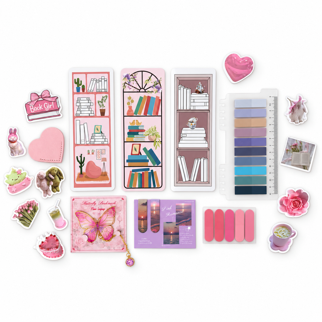 Pink Reading Nook Bookmark Gift Set for Book Lovers