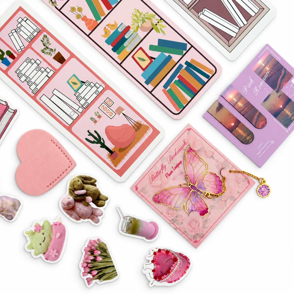 Pink Reading Nook Bookmark Gift Set for Book Lovers