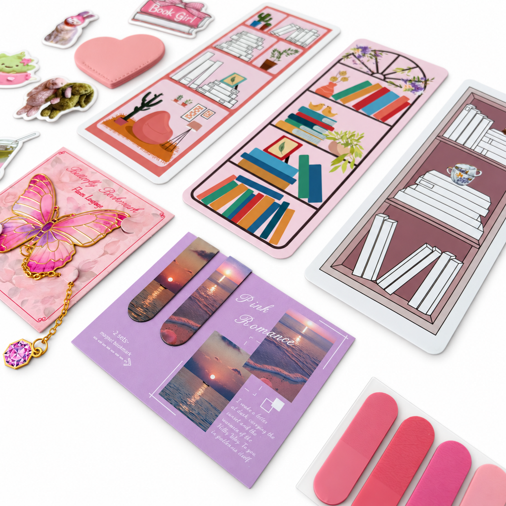 Pink Reading Nook Bookmark Gift Set for Book Lovers