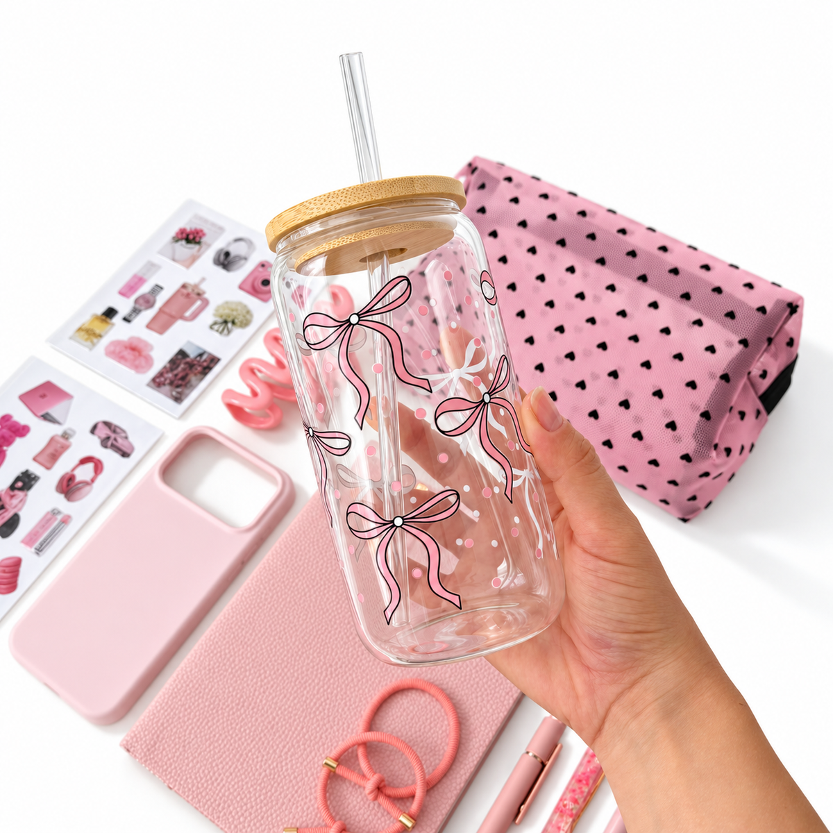 Pink Bow Tumbler Gift Set