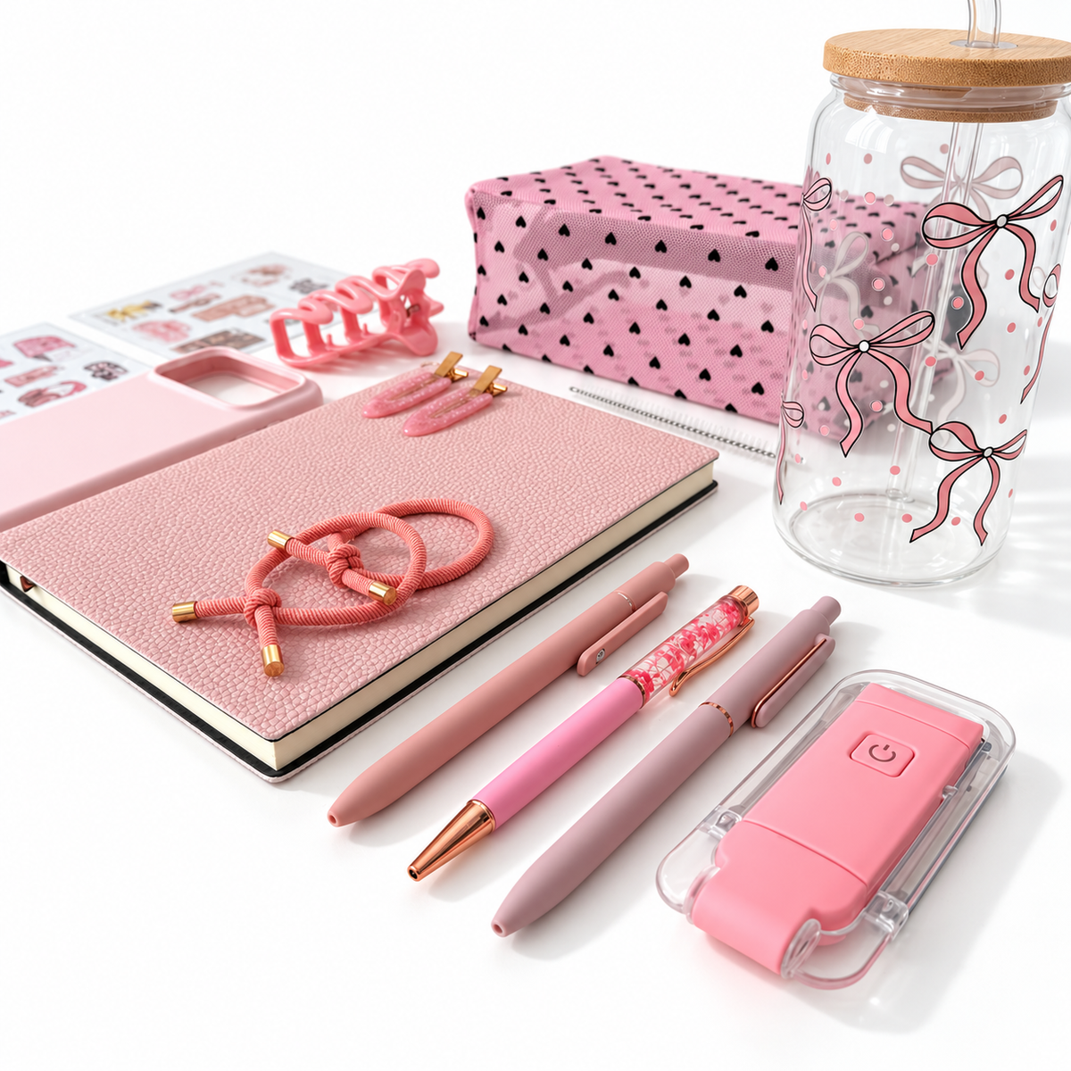 Pink Bow Tumbler Gift Set