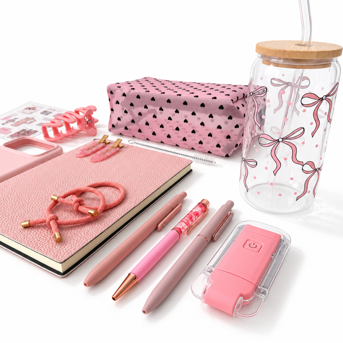 Pink Bow Tumbler Gift Set