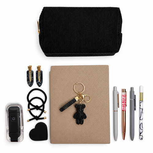 Black Crystal Bear Charm Set