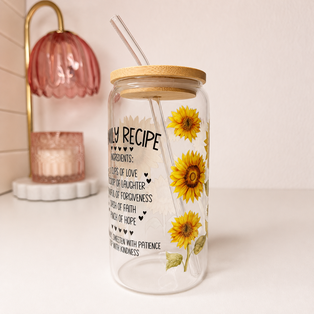 Sunflower “My Recipe” Glass Cup by KISS KISS MEOW