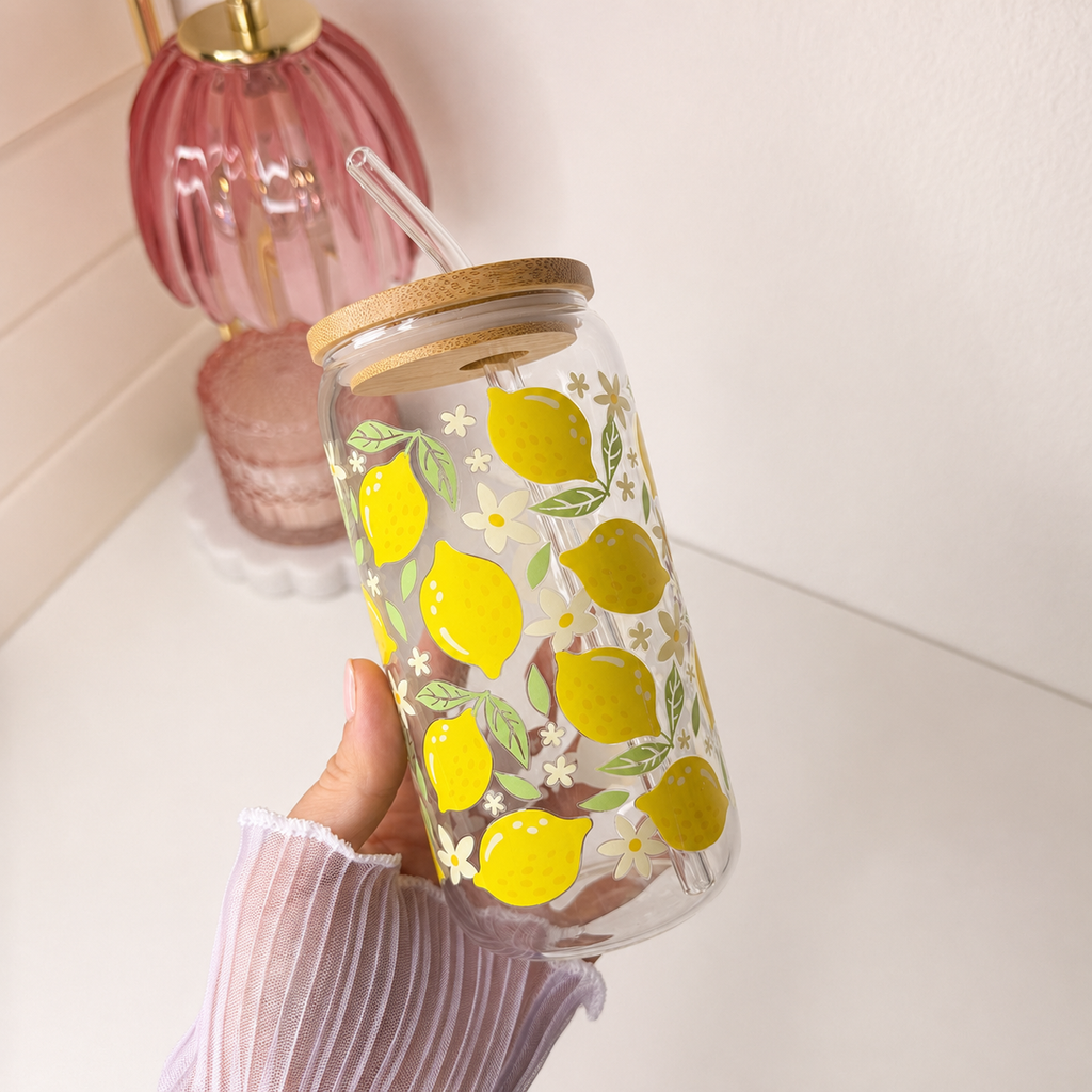 Lemon Blossom Glass Cup shown from another angle