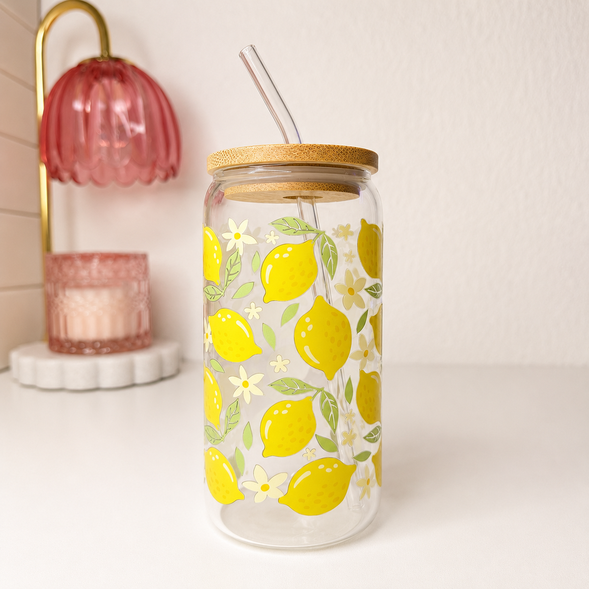 Lemon Blossom Glass Cup by KISS KISS MEOW