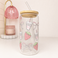 Strawberry Bow Glass Cup by KISS KISS MEOW