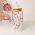 Pink Bow Glass Cup