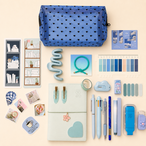 Blue Stationery set shown from another angle