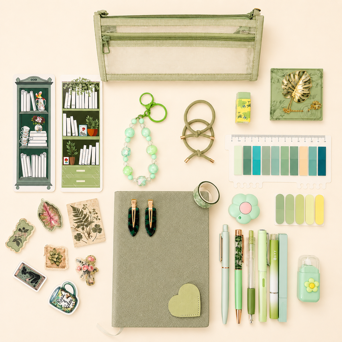Green Stationery set by KISS KISS MEOW