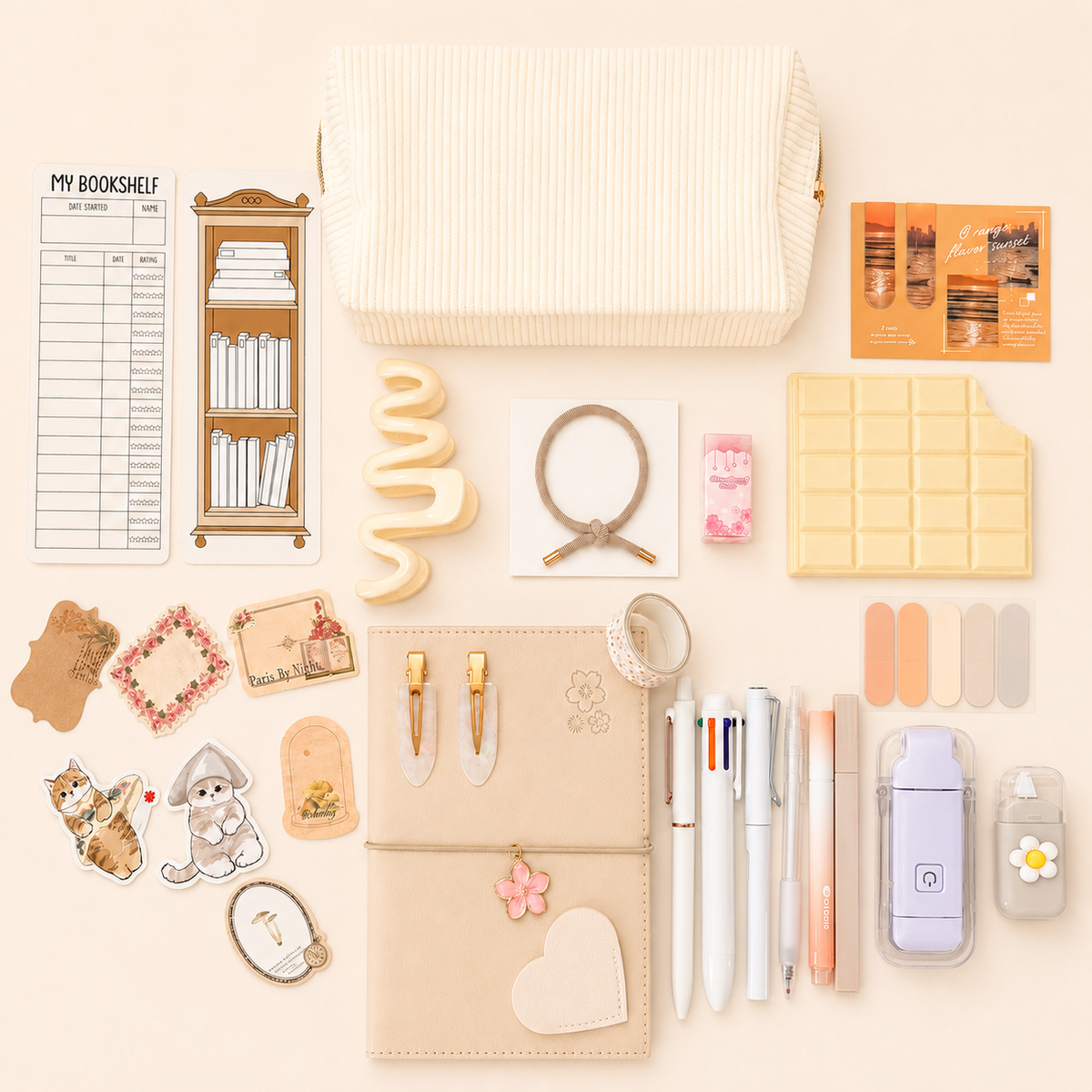 Beige Stationery Set by KISS KISS MEOW