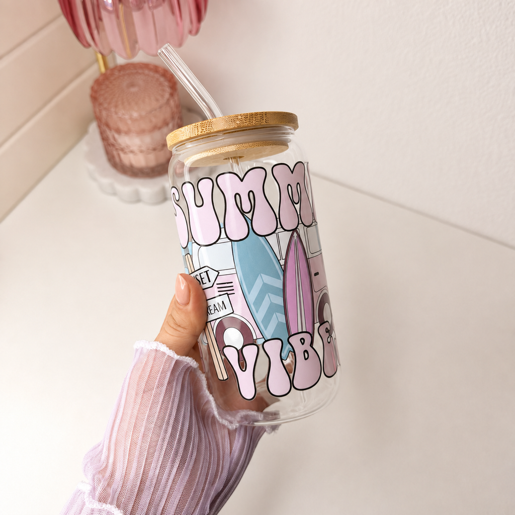 Summer Vibes Glass Cup product details