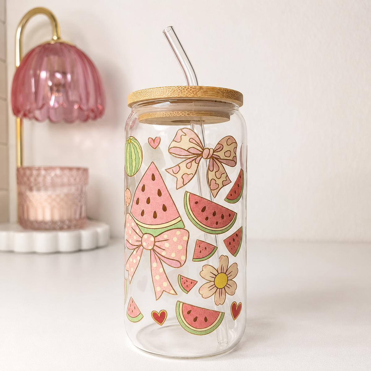 Watermelon Bow Glass Cup by KISS KISS MEOW